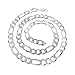 XP Jewelry Figaro Chain Necklace Sterling Silver Diamond-Cut Italian Made - 1mm-8.6mm - Sizes 16 to 30 Inches