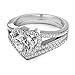 Metal Factory Sterling Silver 925 Cubic Zirconia CZ Heart Engagement Wedding Band Ring 2Pc Set