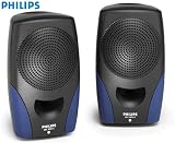 Philips SBCBP015 Mini Speakers (1 x Pair) - Passive Speaker System - 2 x 900 mW - Ideal For Use With PC Computer, Personal CD Player or Cassette Player - 1.0 Metre Cable - 3.5mm Stereo Jack Connection - No Batteries Required!
