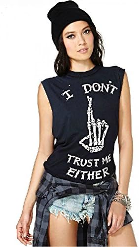 KCLOTH I Dont Trust Me Either Slogan Printed Casual Tee Size S