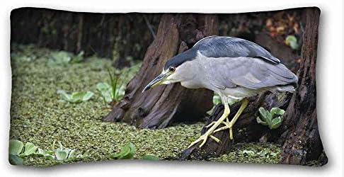 Custom Cotton &amp; Polyester Soft ( Animals bird blacks grass species ) Pillowcase Cushion Cover Design Standard Size 20x36 inches One Sides suitable for Full-bed PC-White-16076