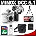 Minox DCC 5.1 Classic Digital Camera (White) with Minox Classic Flash + 8GB Card + Case + Accessory Kit
