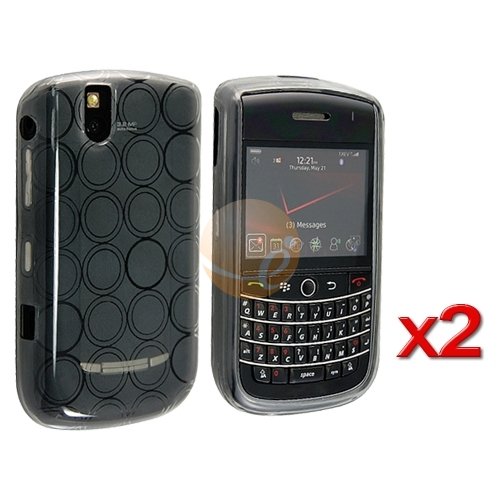 2 x TPU Rubber Skin Case for Blackberry Tour 9630, Clear Smoke Concentric Circle
