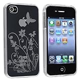 INSTEN Clear Flower with Butterfly TPU Rubber Skin Case Compatible with Apple® iPhone® 4S AT&T / Verizon / Sprint