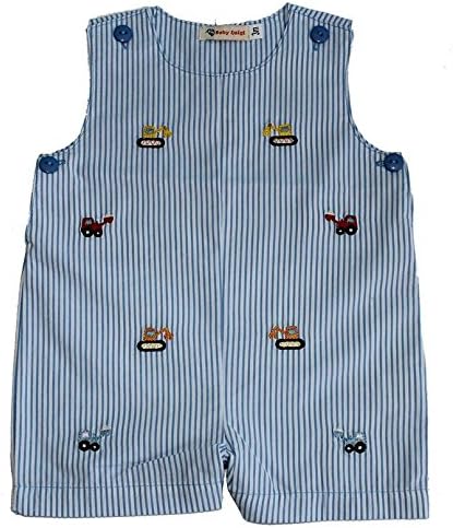 BL-Blue &amp; White Seersucker JonJon w/Trucks-12Mo