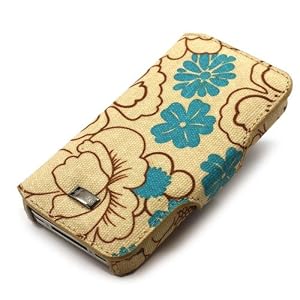 JAVOedge Poppy Book Style Case for the Apple iPhone 4 (Blue)