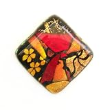 Red, Orange, Yellow Mosaic Dichroic Fused Glass Accent Tile
