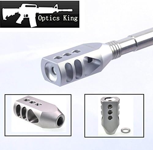 OpticsKing Stainless Steel 223/556 Tanker Style Galvanization Finished Muzzle Brake 1/2x28