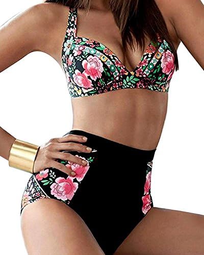 Sexy Women Vintage 50s High Waist Retro Bikini Swimsuit Set (S/M/L/XL) Charming