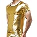iEFiEL Mens Halloween Glossy Costume Metallic Disco Clubwear T-shirt
