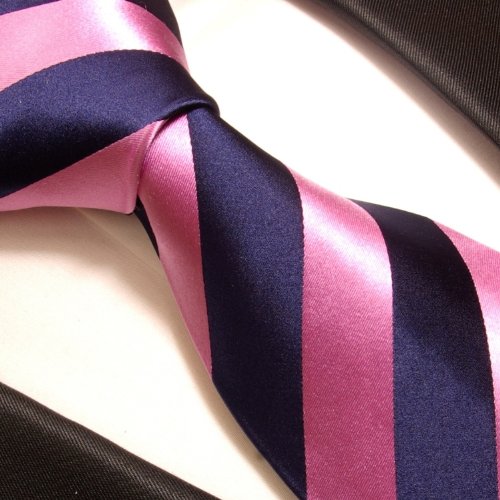 Blau pinke XL Krawatte 100% Seidenkrawatte (extra lange 165cm) von Paul Malone