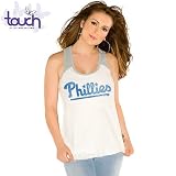 MLB Women's Philadelphia Phillies Tank with Button Back (Vintage White-Grey, Small)