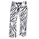 Zebra Black Stripe Novelty Print Brushed flannel cotton low rise flared capri pants, 3 Youth sizes.