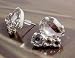 Fashion earrings 912 clear plastic stud design in white coloured metal - for pierced ears