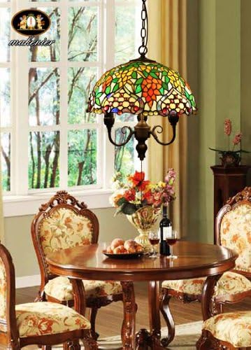 Wisteria Tiffany stained glass mosaic vintage chandelier dining room den bedroom single aisle Bar Art Light
