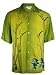 Citron Hand Dyed Sueded Rayon, Embroidered Short Sleeve, Side Slits, Asian Inspired Casual Shirt, Grass Blast Color - Angry Fu Dog