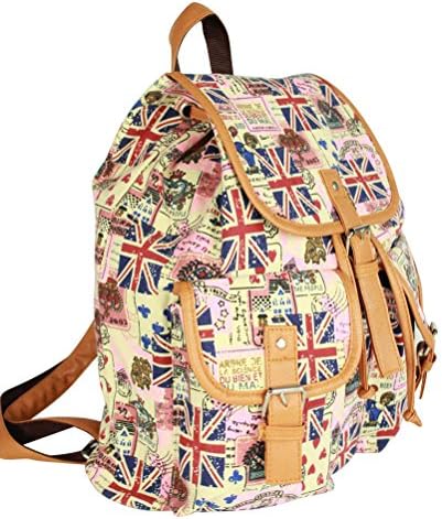 CNToWorld Stylish UK Flag Dot Backpack Leisure Shoulder Bag Outdoor Travel Bags (Light yellow)