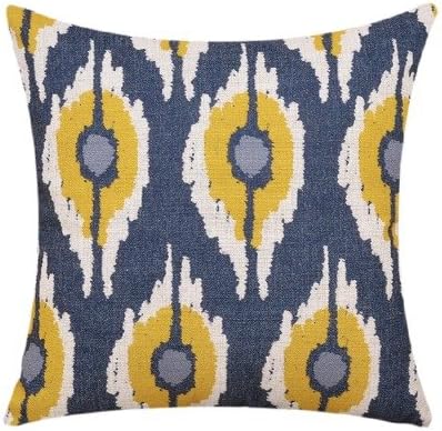 Atemperament hf:843 Dark blue yellow modern abstract geometry 18X18 Inch Cotton Linen Decorative Throw Pillow Cover Cushion Case