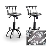 2 24"-29" Oakland Raiders Seat Black Adjustable Specialty / Custom Barstool ....