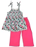 IMAGE OF Greggy Girl - Girls Sleeveless Flower Pant Set, Blue, Pink (Size 4T)