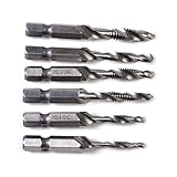 6本 HSS 1/4 " 六角シャンクコンビネーション SAEドリルタップビット バリ取り カウンターシンクセット 3.5-6.35mm