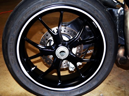 White Carbon Fiber Look Wheel Stripes Rim Tape Decals for Motorcycle Wheels 17" or Car Wheels 16"-18"