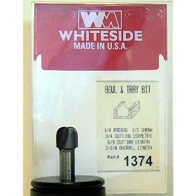 WHITESIDE MACHINE #1374 CARBIDE-TIP 2 FLUTE BOWL AND TRAY ROUTER BIT 1/4 RADIUS X 3/4