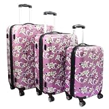 Tropical Flower 3-Piece Expandable Hardside Spinner Luggage Set - Pink