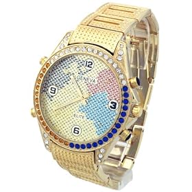 Geneva Elite Hip Hop World Blaster Watch with Color Diamonds Model 1505 G1