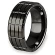 Beveled Edge Grooved Black Plated Tungsten Carbide Ring (9.0mm) - Sizes 8 - 13