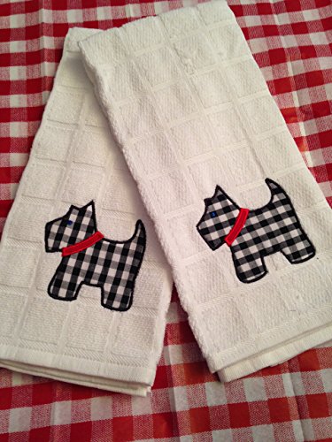 Two (2) Scottie Dog Kitchen towels - Scottish Terrier