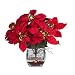 Poinesttia w/Glass Vase Silk Flower Arrangement