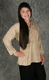 Embroidered 100% Rayon Tunic - Tan