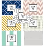 Modern Thank You - 36 Thank You Cards for $12.99 - 6 Designs - Blank Cards - Gray Envelopes Included