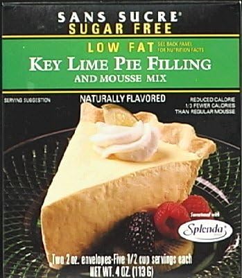 Sans Sucre, No Sugar Added, Key Lime Pie Filling & Mousse Mix, Sweetened with Splenda, Pack of One 4 Oz Box [Pack of 2]