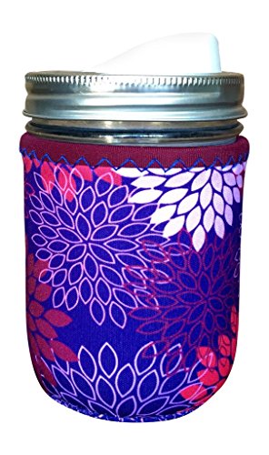 Koverzfor Jars - #1 Neoprene Mason Jar Coolie 16 oz Insulator Sleeve - Midnight Mums