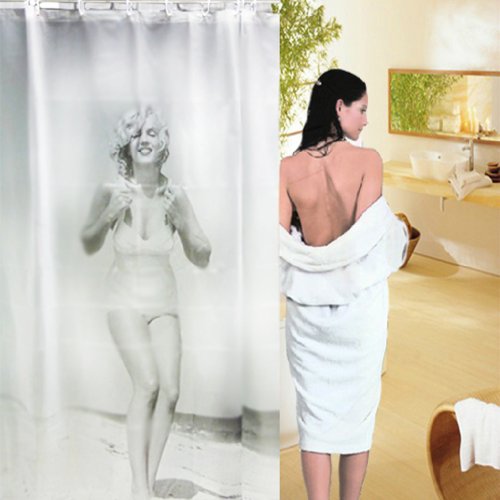 Nava New Eva Marilyn Monroe Sexy Beach Picture Shower Bath Curtain Mildewproof 71'x71' with 12 Rings