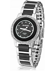 Womens Diamante Dial Ceramic Band Quartz Analog Wrist Watch (black)WTH2528
