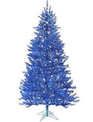 7.5' Carribean Blue Pre-Lit Laser Tinsel Artificial Christmas Tree - Blue Lights