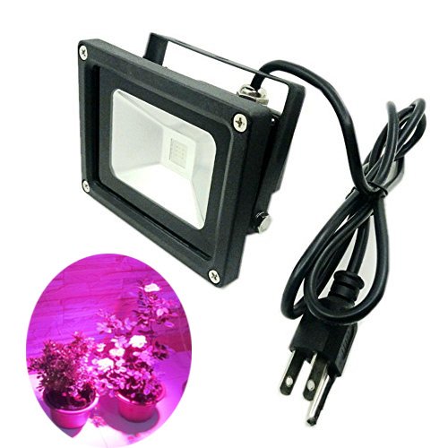 GLW 10 Watt Led Grow Light for Indoor Plants, Waterproof Flood Lights Fixture for Hydroponic Greenhouse Horticulture Gardening 6 Red and 3 Blue Bulbs