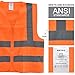 Neiko 53968A High Visibility SAFETY Vest with 2 Pockets, ANSI/ISEA Standard, Color Neon, Size XL, X-Large, Orange