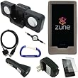 Combo Pack for the Microsoft Zune HD MP3 Player: Smoke Rubberized Silicone Skin Case, Foldable Cube Speaker Dock, USB Data Sync Charging Cable, USB Car Charger, USB Wall Travel/Home Charger, 3.5mm Auxiliary Stereo Retractable Cable, Screen Protector, and Free Carabiner Key Chain