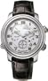 Blancpain Leman Reveil GMT Mens Black Strap Silver Dial 18K White Gold Automatic 2nd Time Zone Alarm Watch 2041-1542M-53B
