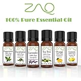 ZAQ Aromatherapy Top 6 100% Pure Therapeutic Essential Oil Gift Set- 1 Oz (Lavender, Tea Tree, Eucalyptus, Lemon, Orange, Peppermint)