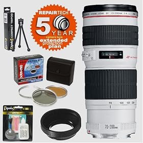 Canon EF 70-200mm f/4.0L USM AF Zoom Telephoto Lens & 6 Year Warranty & Filters & Accessory Kit