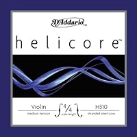 D'Addario Helicore 4/4 Size Violin Strings, 4/4 Size Set with Steel E String