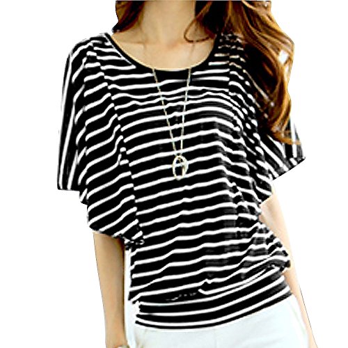 Cocobla Women's Batwing Blouse Stripe Tops