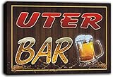 scw3-086968 UTER Name Home Bar Pub Beer Mugs Cheers Stretched Canvas Print Sign
