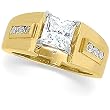 14K Yellow Gold Diamond Cathedral-Style Engagement Ring Semimount - 0.20 Ct. - CENTER STONE NOT INCLUDED