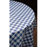 Blue Hill, Classic Blue Tavern Check, Flannel Backed, Seamed, 70' Round, Vinyl Tablecloth; 'Made in the U.S.A'